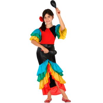 Disfraz De Rumbera Multicolor Para Niña
