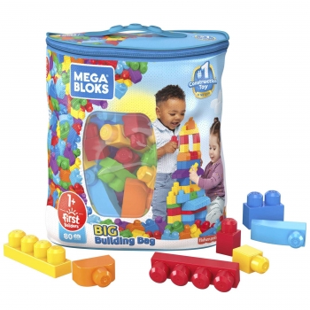 Mega Bloks Bolsa Clásica 80 Bloques de Construcción, Bebé +1 Año