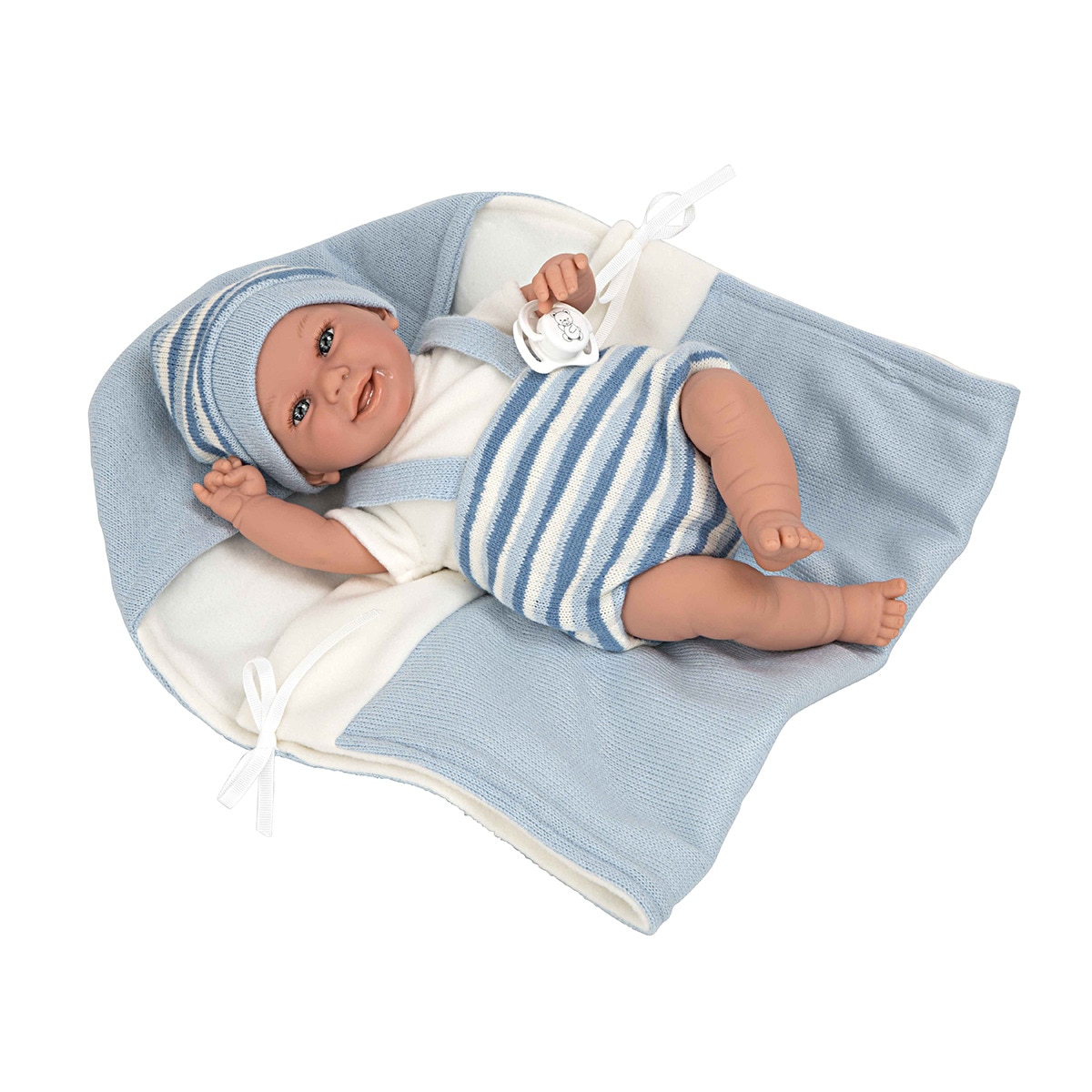 Muñecas Arias - Muñeca Con Peso Elegance 35 Cm Babyto Azul Con Manta