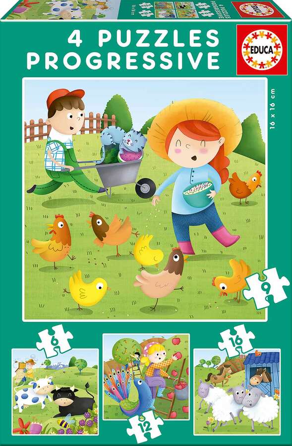 Puzzle Educa Animales de la granja 6-9-12-16 piezas
