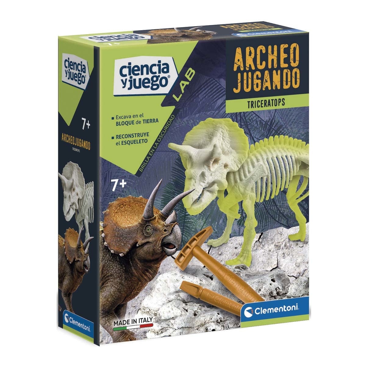 Clementoni - Arqueojugando Triceratops Fosforescente