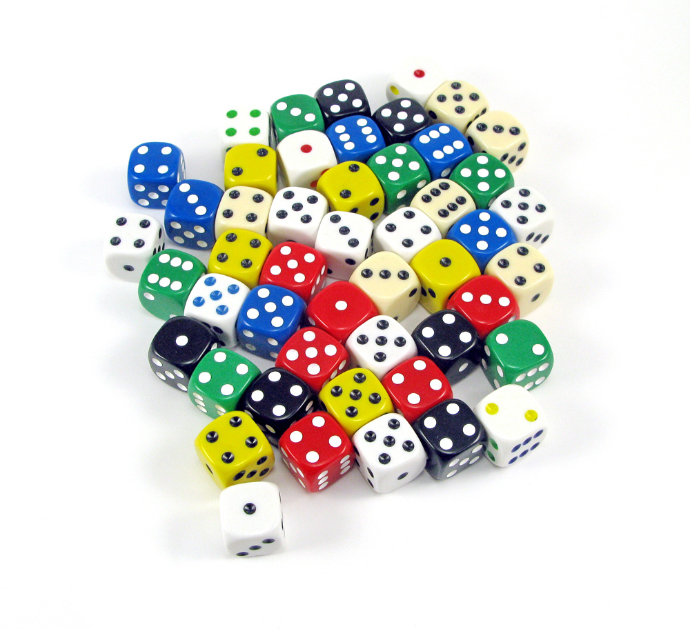 Dados Puntos Colores 16mm 50U