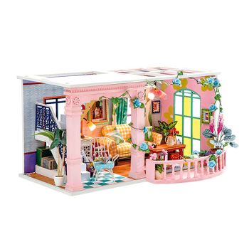 Patio Dulce. Dam Casa De Muñecas Maqueta De Madera Para Pintar Y Montar. 30x19,5x16,5 Cm. Color: Multicolor