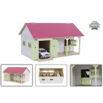 Establo De Caballos Con 2 Boxes Y Almacenaje Rosa 1:32 Kids Globe