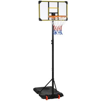 Canasta Baloncesto Sportnow Pc Hdpe Acero, 75x56x210-240cm, Amarillo