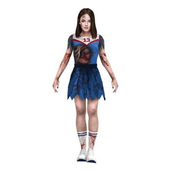 Disfraz De Animadora Zombie Azul Para Mujer