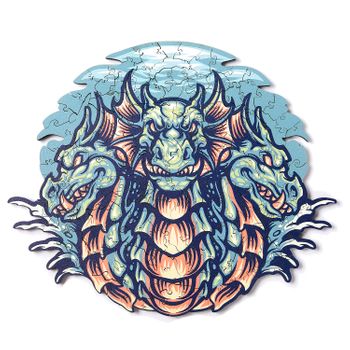Puzzle 3d De Madera Diy Forma De Silueta Dam . Con Piezas Individuales Con Diferentes Diseños. En Madera Policromada. Tamaño A3 .diseño Dragón.