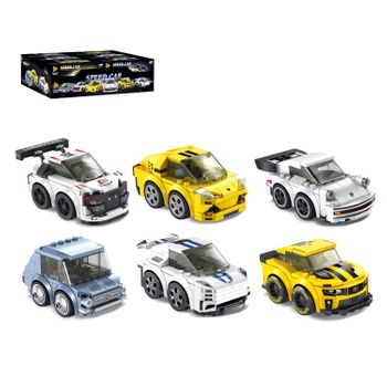 Set 6 Uds. Pequeños Coches De Carreras Dam, 734 Piezas. 15x9x9 Cm. Color: Multicolor