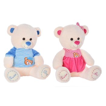 Oso De Peluche Dkd Home Decor Beige Azul Rosa Poliéster Infantil Oso (2 Unidades)