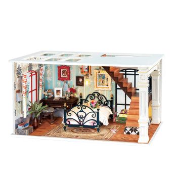 París Medianoche. Dam Casa De Muñecas Maqueta De Madera Para Pintar Y Montar. 30x15x16,5 Cm. Color: Multicolor