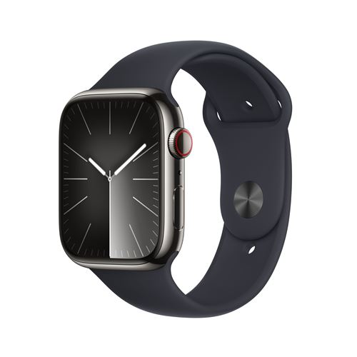 Apple Watch S9 LTE 45mm Caja de acero inoxidable Grafito y correa deportiva Medianoche - Talla S/M