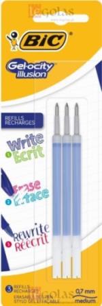 3 recambios tinta azul BIC Gel-ocity borrable