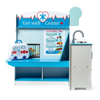 Consultorio Médico De Madera Siper Azul - De Imitación Para Niños Y Niñas