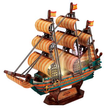 Puzzle 3d Buque Armada Española San Felipe Dam Con Luces Led. 46*14*36,4 Cms Y 146 Piezas. 46x14x36,4 Cm. Color: Multicolor