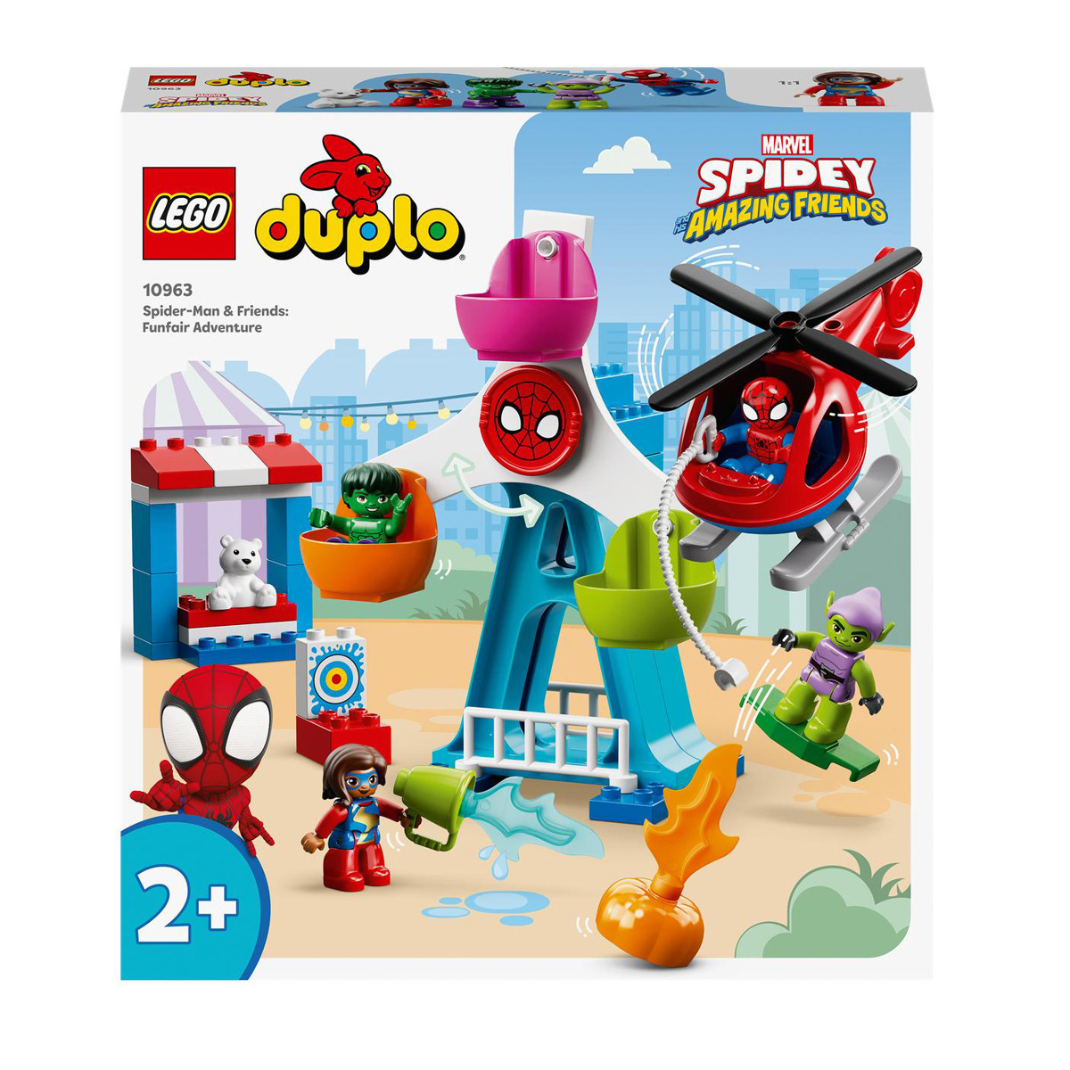 LEGO - Set De Construcción Spider-Man Y Sus Amigos: Aventura En La Feria Y En El Helicóptero De DUPLO