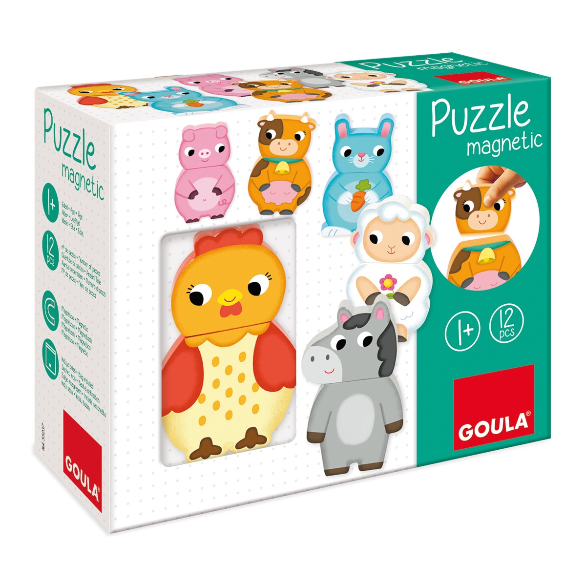 Goula -  De Madera Puzzle Magnético Animales Granja  De Madera