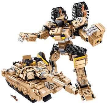 Robot Convertible En Tanque De Combate Dam, 810 Piezas 15x11x22 Cm. Color: Beige