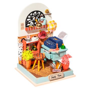 Record Mood (estudio). Dam Casa De Muñecas Maqueta De Madera Para Pintar Y Montar. 57 Piezas. 7x7x10,5 Cm. Color: Multicolor