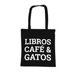 Tote bag Libros, café y gatos