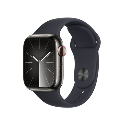Apple Watch S9 LTE 41mm Caja de acero inoxidable Grafito y correa deportiva Medianoche - Talla S/M