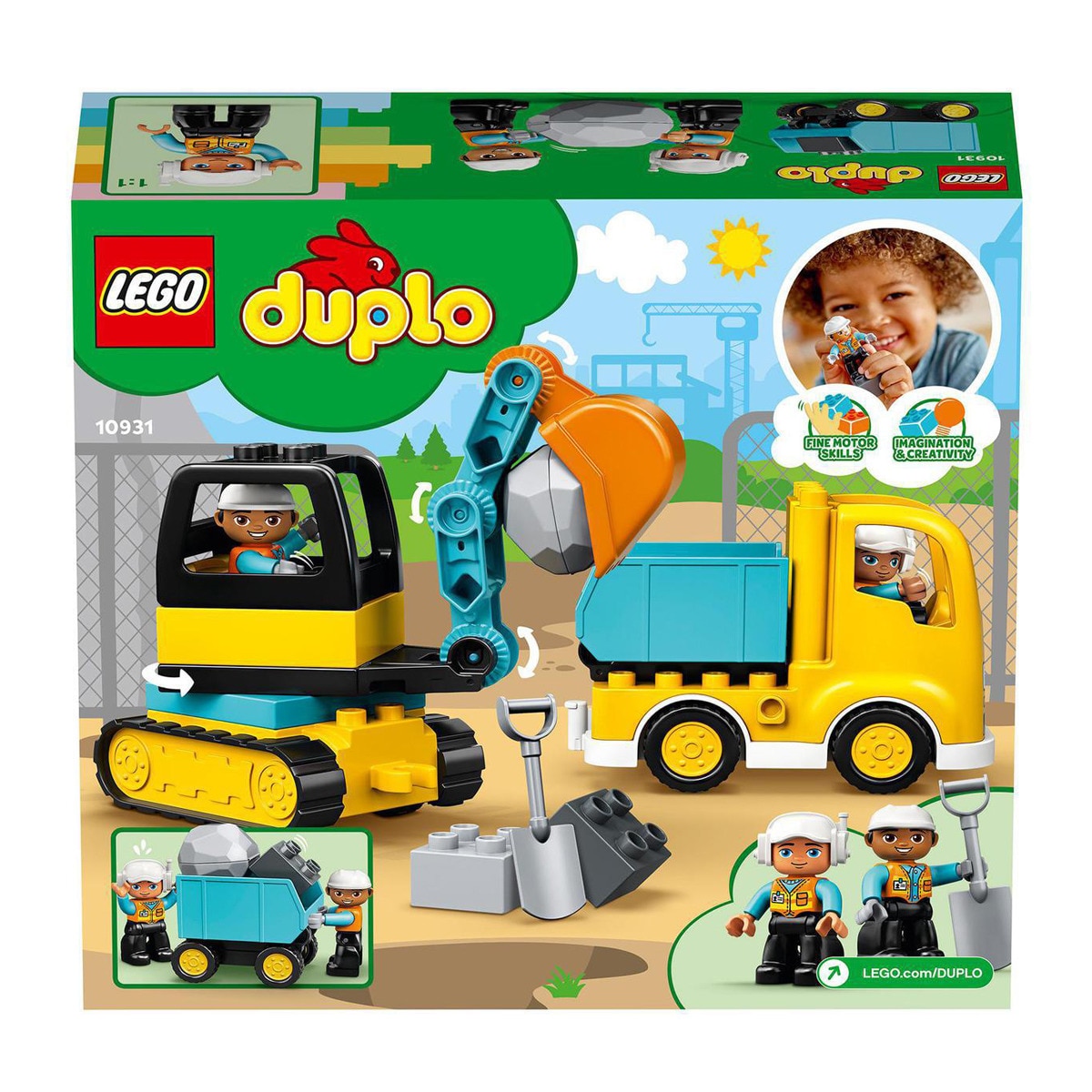 LEGO - De Construcción Educativo Camión Y Excavadora Con Orugas Y Figuras DUPLO