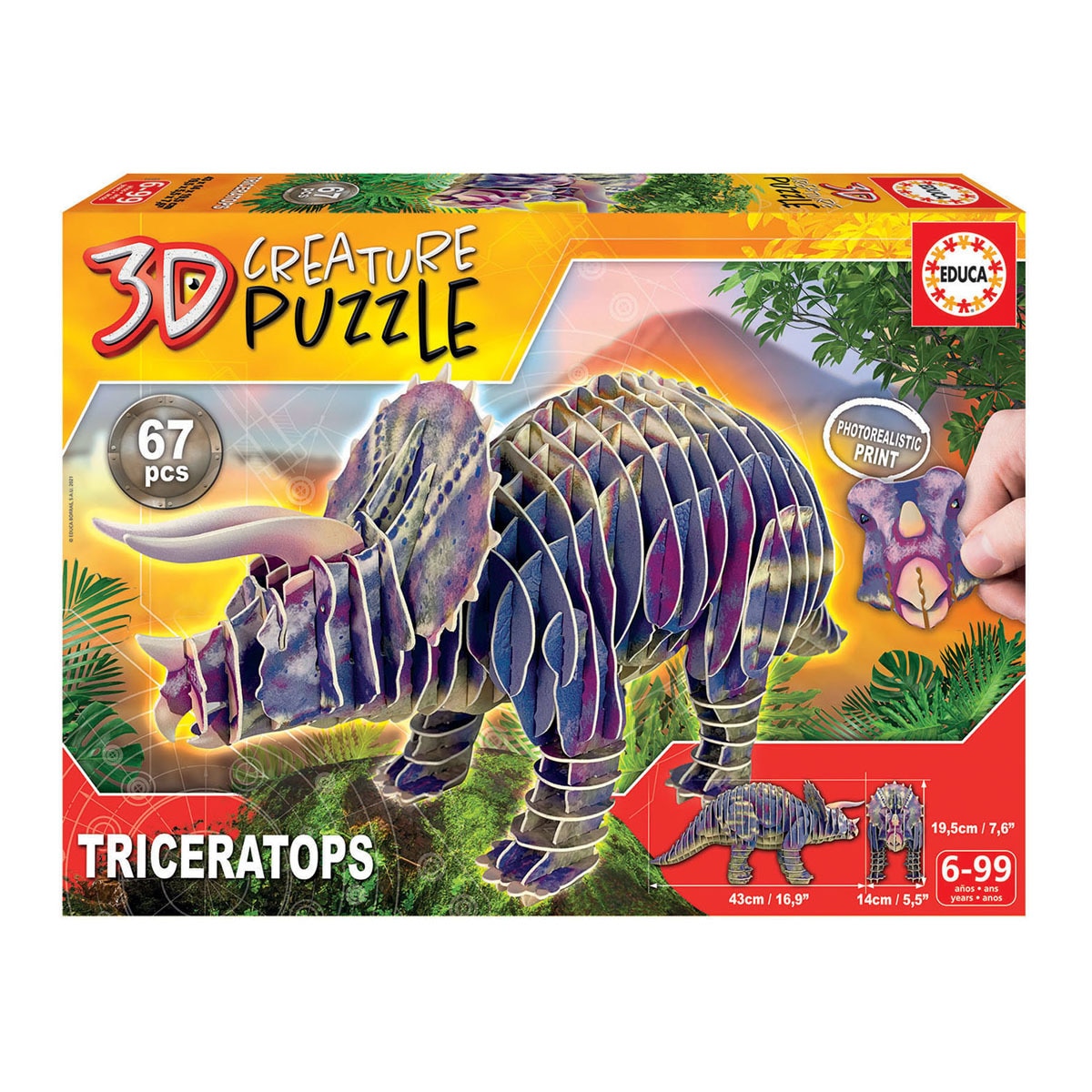 Educa Borrás - Puzzle 3D Creature Triceraptor