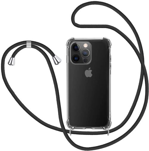 Funda Transparente 4-ok + cuerda Negro para iPhone 14 Pro Max