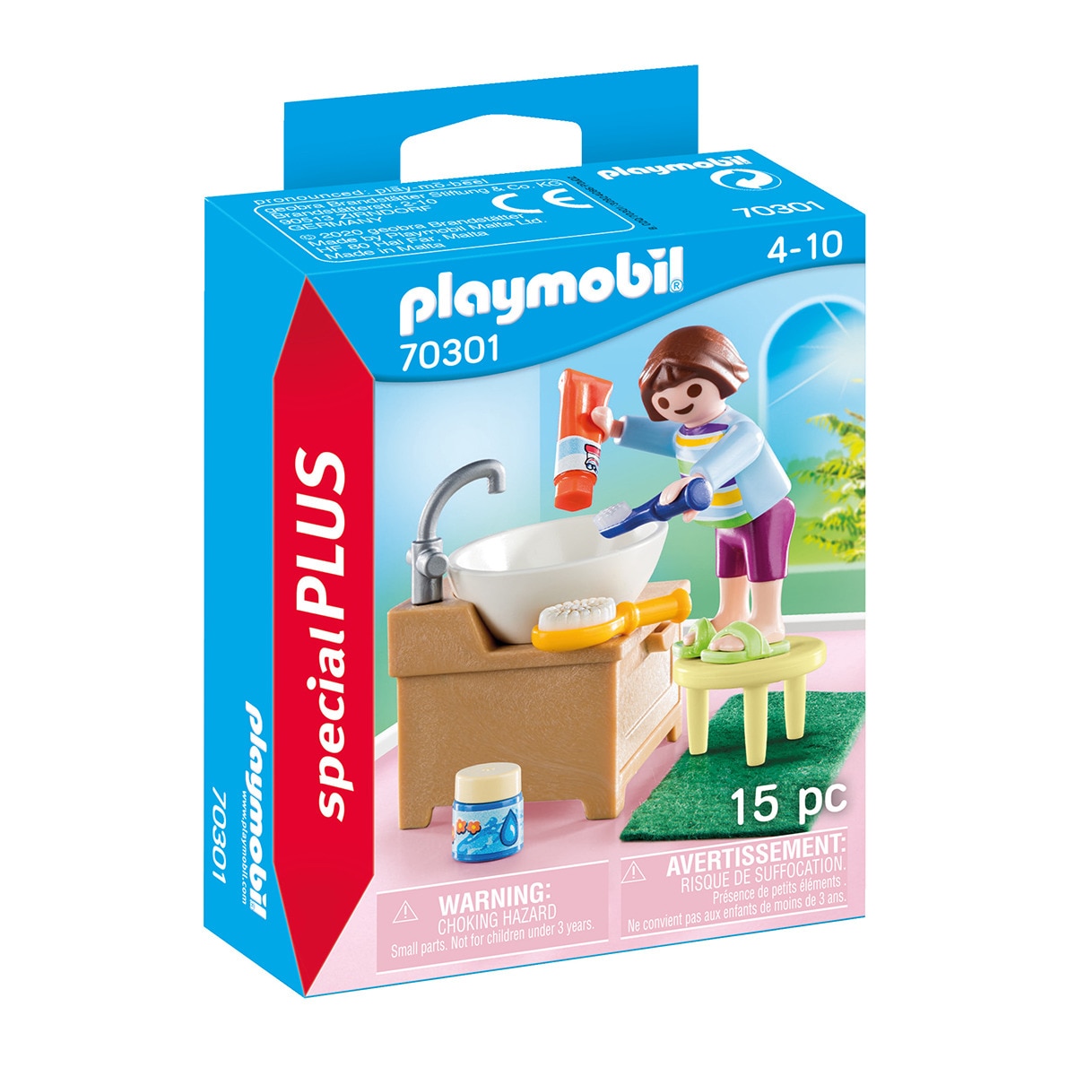 Playmobil - Figura Con Lavabo Y Accesorios Para Cepillado De Dientes Special Plus