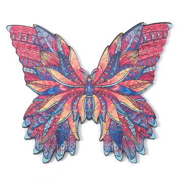 Puzzle 3d De Madera Diy Forma De Silueta Dam . Con Piezas Individuales Con Diferentes Diseños. En Madera Policromada. Tamaño A4 .diseño Mariposa.