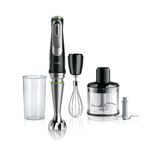 Batidora de mano - Braun Minipimer 9 MultiQuick MQ9135XI, SmartSpeed, 0.6 l , 4 Accesorios, Picadora, Inox