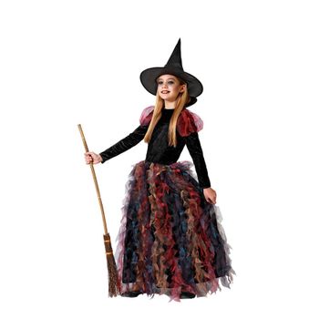 Disfraz De Bruja Multicolor Con Sombrero Para Niña