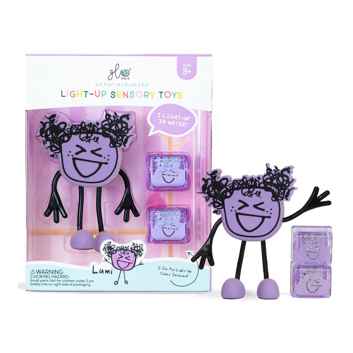 Glo Pals -  Sensorial 1 Personaje + 2 Cubos De Luz Lilas Joykids