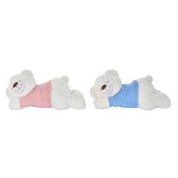 Oso De Peluche Dkd Home Decor Azul Rosa Poliéster Blanco Infantil Tumbado (2 Unidades)