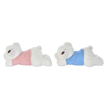 Oso De Peluche Dkd Home Decor Azul Rosa Poliéster Blanco Infantil Tumbado (2 Unidades)