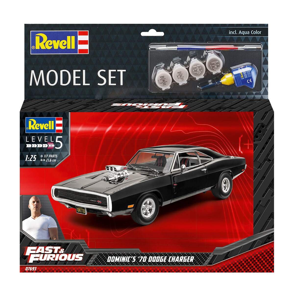 Revell - Maqueta Fast & Furious Dominic's 1970 Dodge Charger con accesorios básicos Revell.