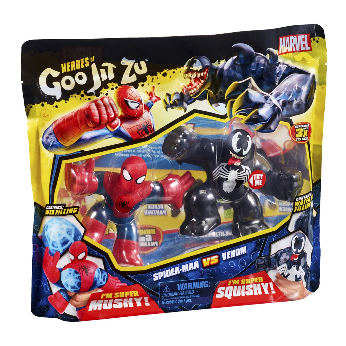 BANDAI - Pack 2 Héroes Marvel Goo Jit Zu Spiderman Vs Venom