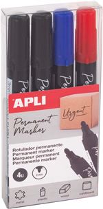 Pack de 4 rotuladores permanente Apli Punta redonda 3mm - Varios modelos