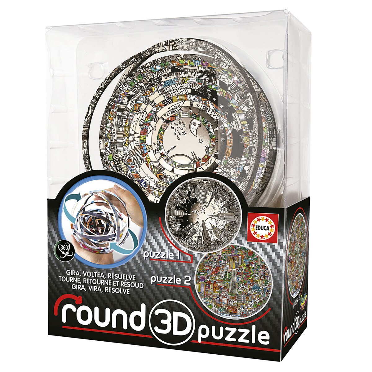 Educa Borrás - Juego De Mesa Round 3D Puzzle Charles Fazzino Educa Borras