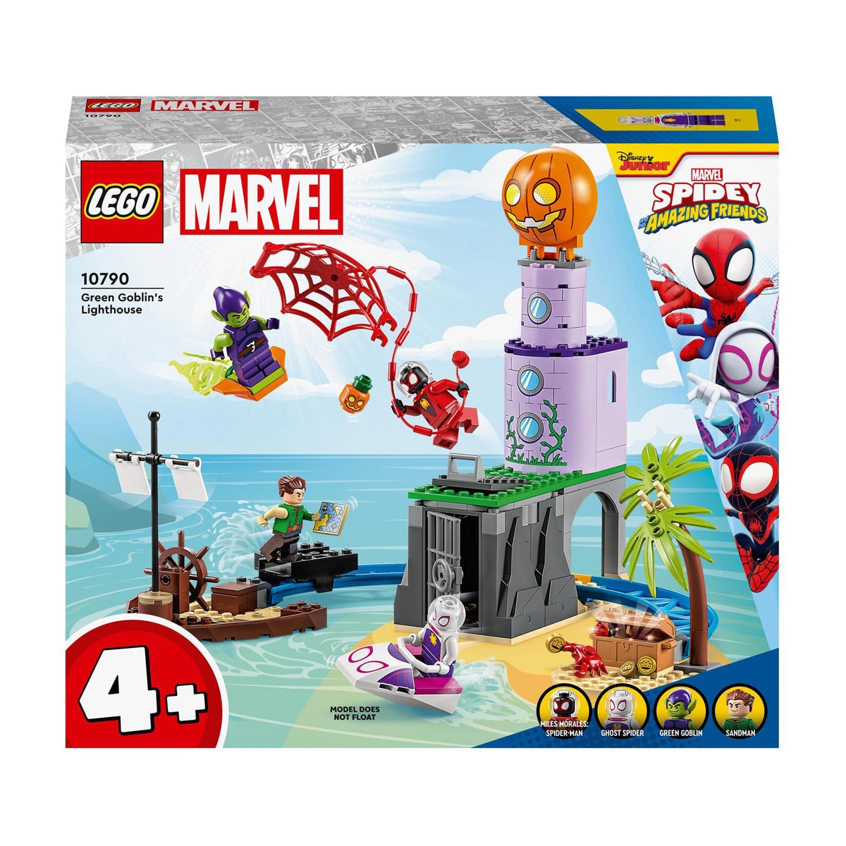 LEGO - De Construcción El Equipo Spidey En El Faro Del Duende Verde Con Mini Figuras De Superhéroes Marvel