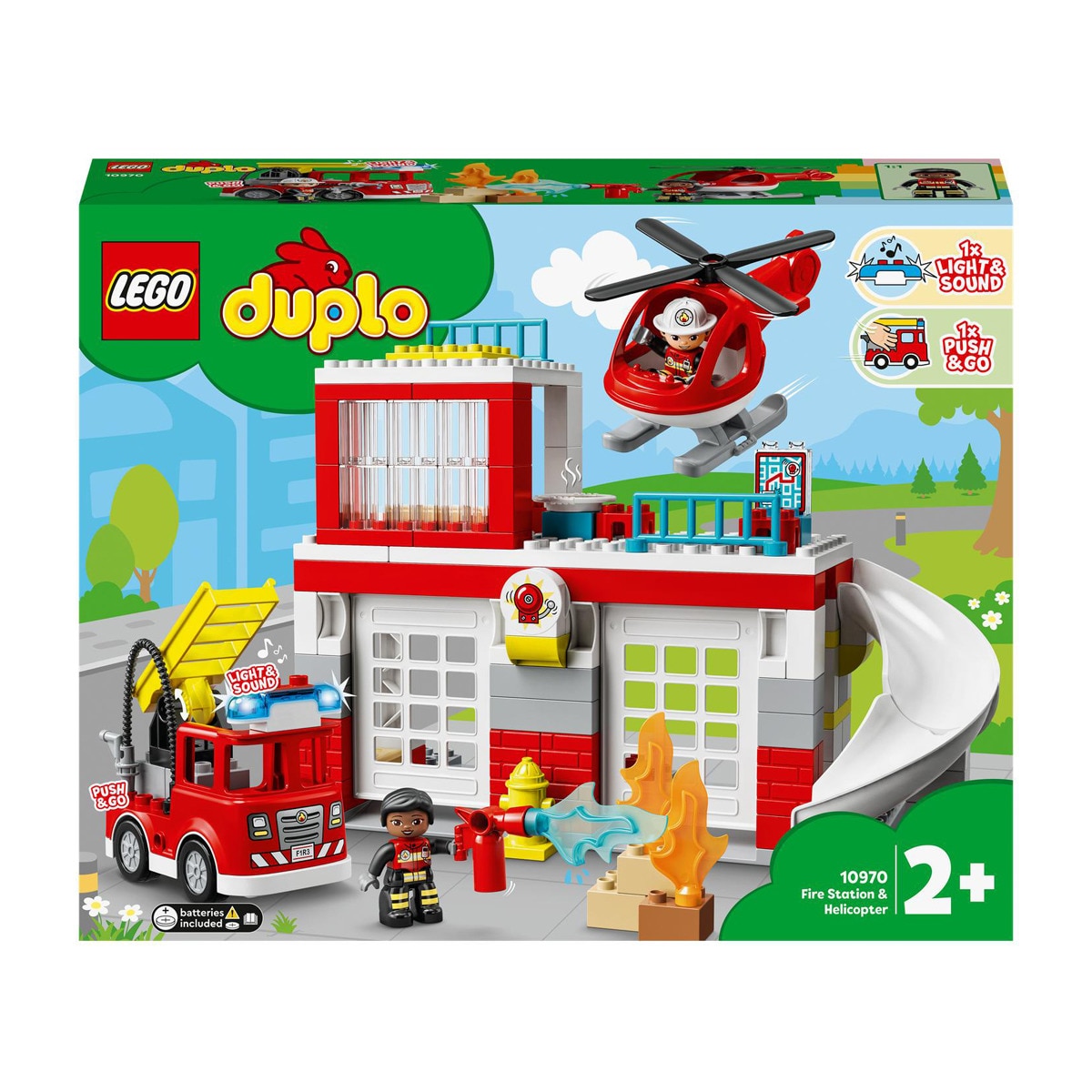 LEGO - Set De Construcción Parque De Bomberos Y Helicóptero Con Camión De DUPLO