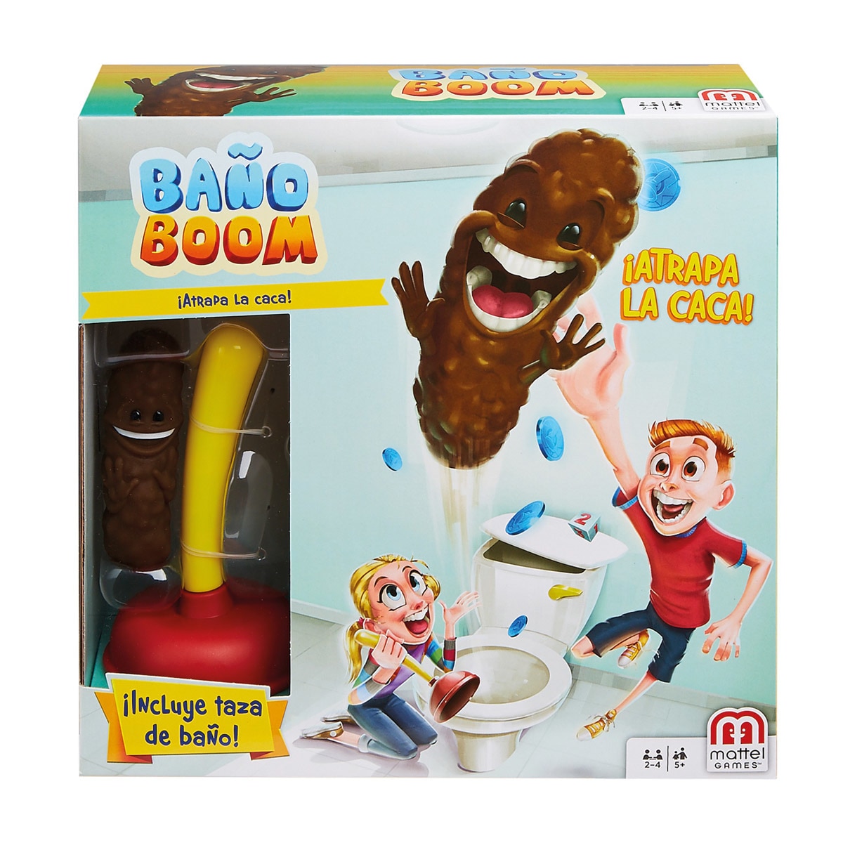 Mattel Games - Baño Boom, ¡Atrapa La Caca!, Juego De Mesa Infantil