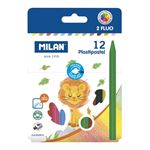 Caja Milan 12 Plastipastel redondos (contiene 2 colores fluo)