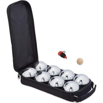 Petancas De 8 Bolas Metalicas, Set Con Bola De Tiro Y Medidor De Distancia, Bolsa Para Transporte, 70% Acero 30% Nylon, 7 Cm