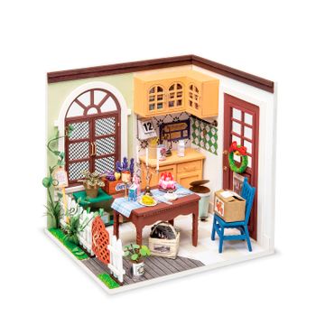 Comedor Mrs Charlies. Dam Casa De Muñecas Maqueta De Madera Para Pintar Y Montar. 16x12x15 Cm. Color: Multicolor