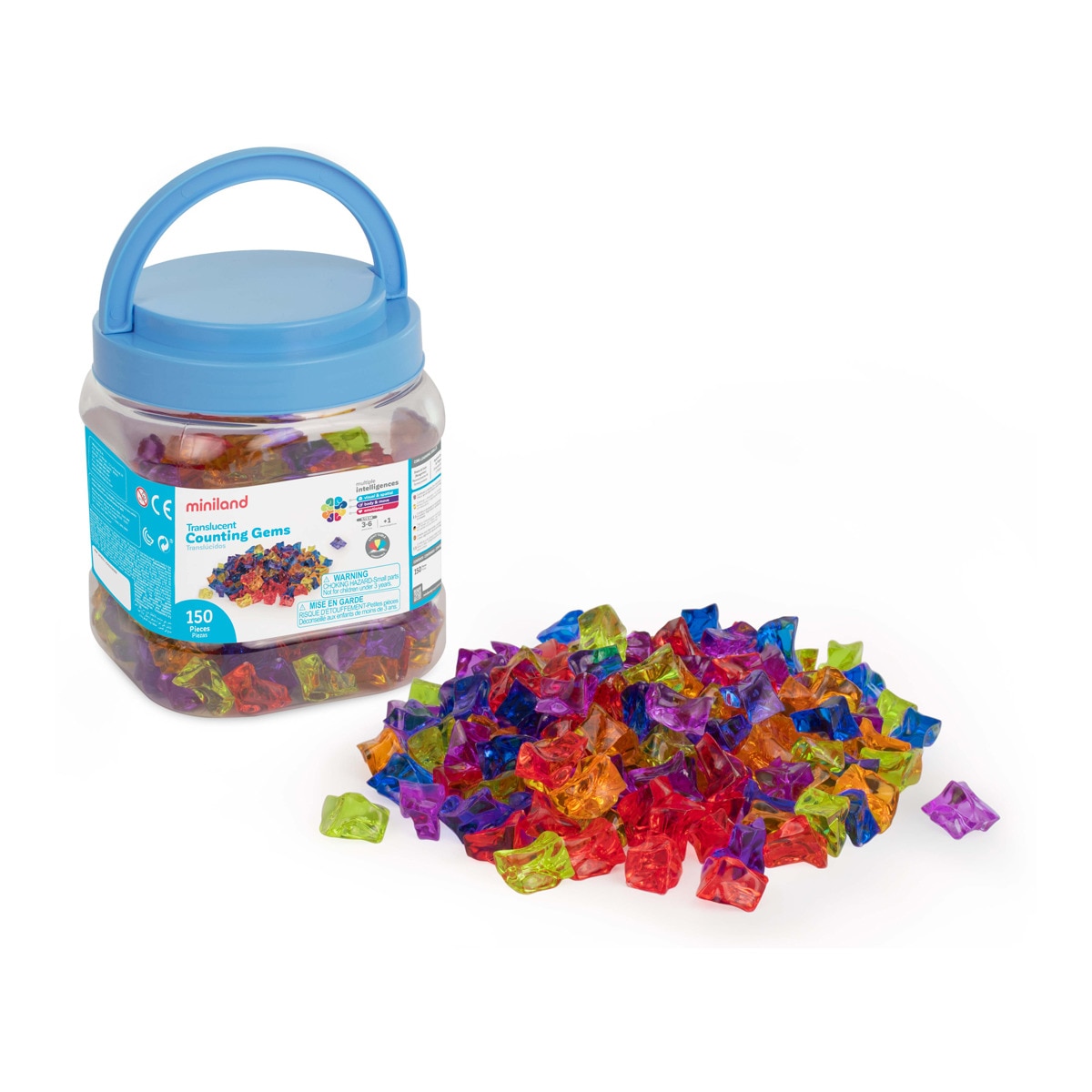 Miniland - De Aprendizaje Para Contar Gemas Translucent Piedras