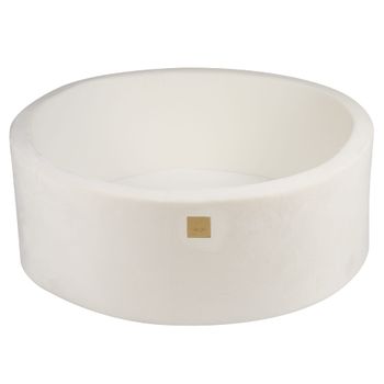 Piscina De Bolas Redonda Para Bebés 90x30cm Sin Bolas, Certificado, Supersoft Velvet, Blanco Meowbaby