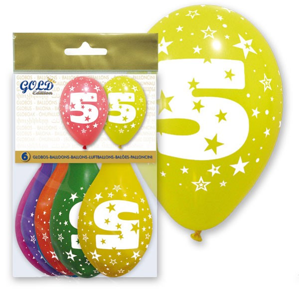 6 globos número 5