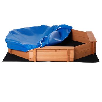 Arenero Infantil Outsunny Madera Poliéster 139,5x139,5x21,5 Cm Rojo