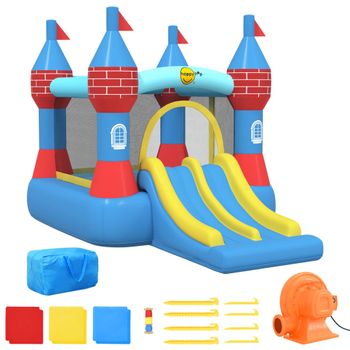 Castillo Hinchable Con Tobogán Doble Pvc 368,5x265x220 Cm Happy Hop