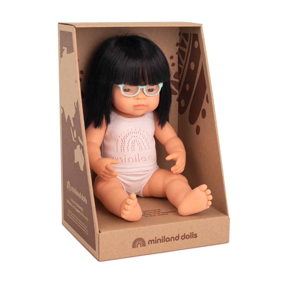 Miniland - Muñeca Bebé Asiática Con Gafas